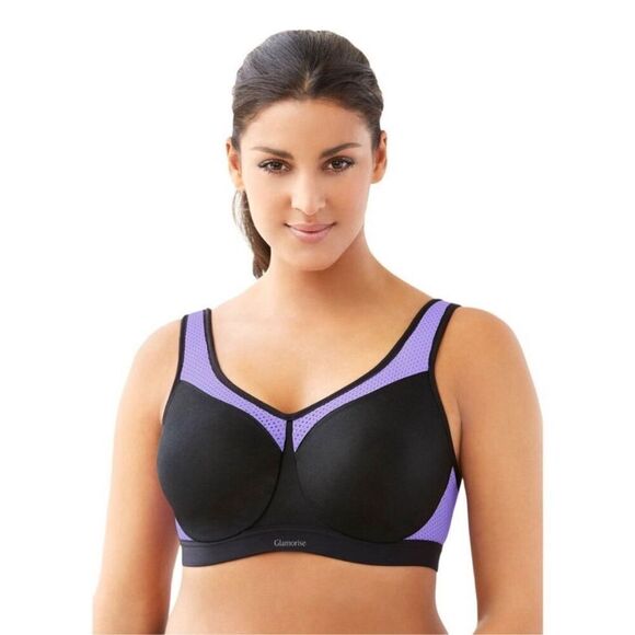 Glamorise purple & black control sports wireless 40F bra - Picture 1 of 4